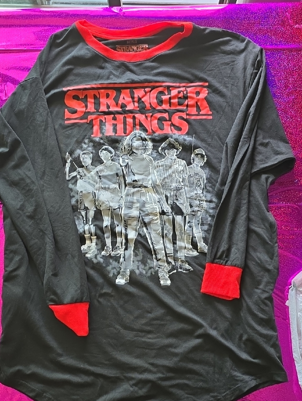 Netflix Stranger Things Black and Red Logo PJ Top No Bottoms